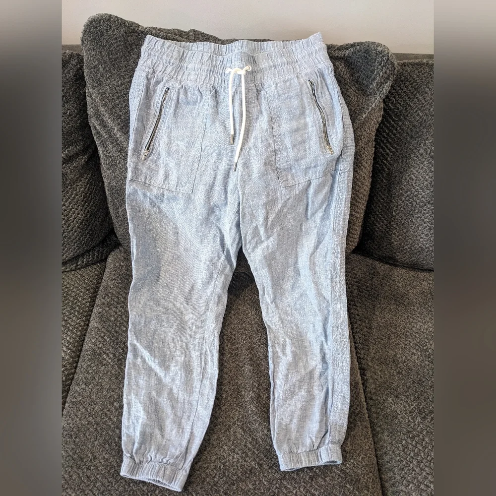 Athleta Cabo Linen Jogger Chambray Blue Size 6P - Picture 2 of 13
